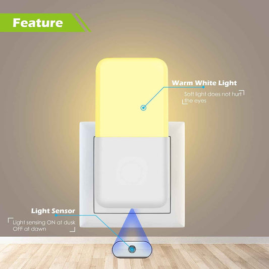 MAZ-TEK Plug in Night Light for Nursery, Warm White LED with Dusk to Dawn Sensor 6 Pack
