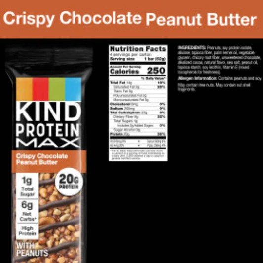 KIND Protein MAX Crispy Chocolate Peanut Butter Bars – Self-Care Snack for Home Wellness Routines, 20g Protein for Mindful Cravings