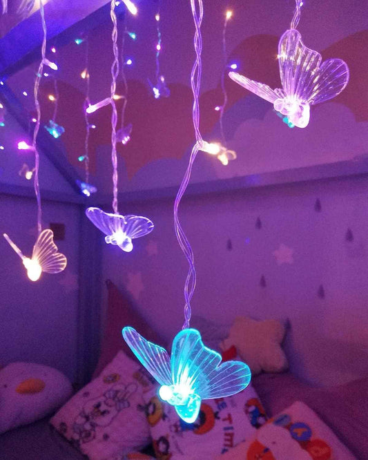 90 LED Butterfly Fairy Lights 10ft – Aesthetic Pastel String Lights for Bedroom Wall, Curtain, and Ceiling