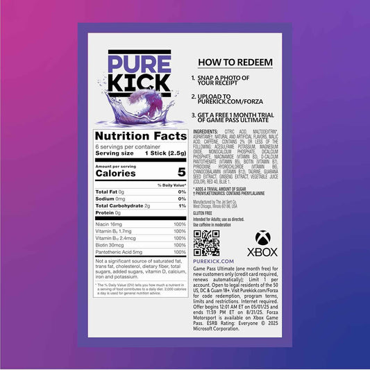 PURE KICK Energy Singles To Go – Wellness Counter Hydration Mix, 10 Calories per Stick