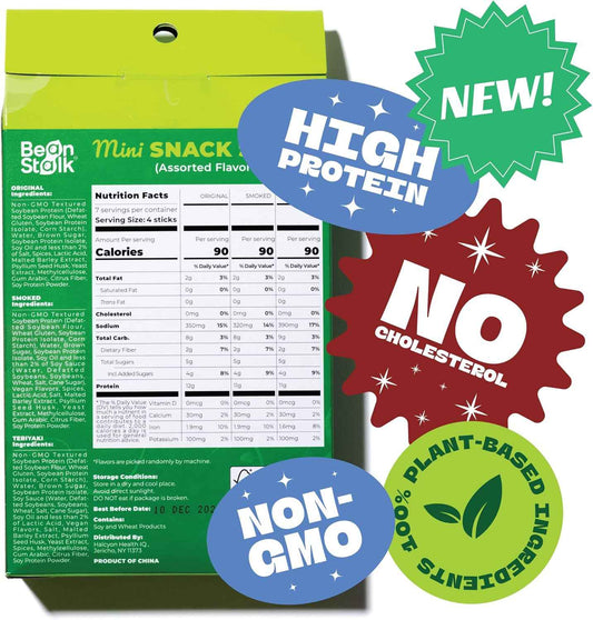 Bean Stalk Savory Vegan Mini Snack Sticks - Assorted Flavors - Thoughtful Plant-Based Gift for Vegan Friends and Family