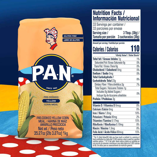 P.A.N. Yellow Corn Meal – Kid-Safe Gluten-Free Flour for School Lunch Arepas and Muffins