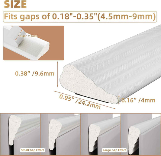 Holikin Wedge Foam Weather Strip – Living Room Sliding Door Frame Tape in White, Sleek Gap Coverage That Blends with Trim