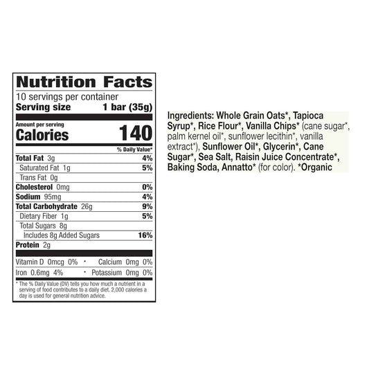 Cascadian Farm Organic Vanilla Chip Chewy Granola Bars – Safe After-School Snack for Children with Allergies, 10ct Box
