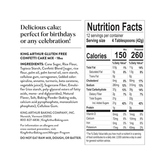 King Arthur Gluten-Free Confetti Cake Mix – Safe Birthday Cupcakes and Layer Cakes for Kids with Celiac and Gluten Sensitivities