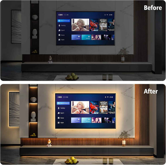 echosari Tape Light No Plug Required – Simple Peel-and-Stick Accent for Intentional Interiors, Warm White, Remote Dimmable