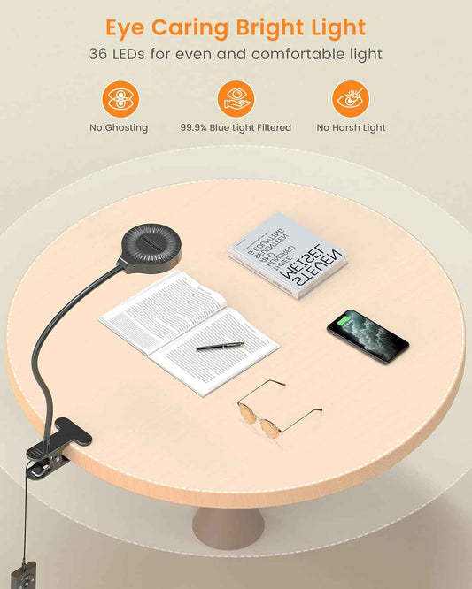 Glocusent Clip on Desk Light – 6000K Natural Daylight Mode for Crafting, Knitting, Sewing, and Detailed Hobby Work