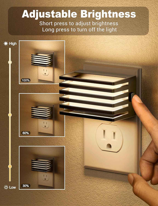 JandCase LED Night Light – Designer Plug-In Ambient Glow for Living Room and Bedroom, 3 Light Colors and 4 Shade Finishes