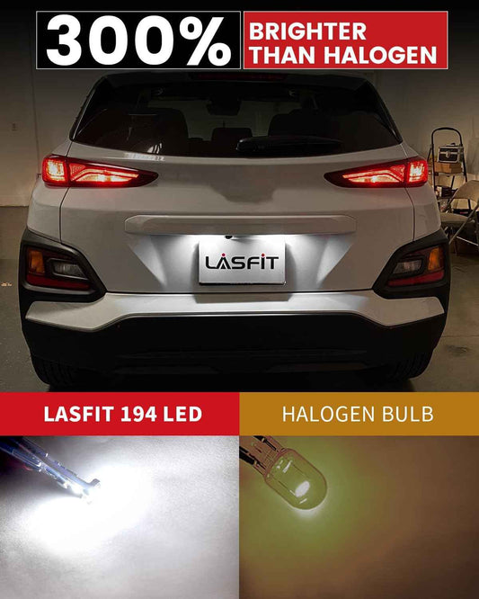 LASFIT 194 LED Bulb for License Plate and Interior, Child-Safe Cool White 6000K Upgrade