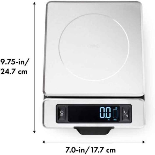 OXO Good Grips 11-Pound Stainless Steel Kitchen Scale with Pull-Out Display - Black