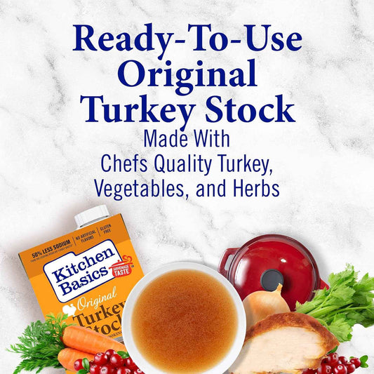 Kitchen Basics Turkey Stock – Ready-to-Use 32 oz Cooking Base for Quick Weeknight Meals