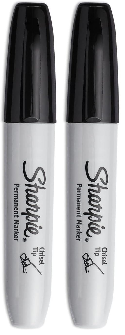 SHARPIE Permanent Markers Chisel Tip Black 4 Count (Pack of 2)