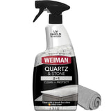 Weiman Quartz Countertop Cleaner and Polish - Clean and Shine Your Granite, Marble Countertops, Kitchen Island, and Stone Surfaces with UV Anti-Fade Protection, Citrus, 24 Ounce with Microfiber Cloth