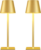 2 Pack Gold Rechargeable Table Lamps,Cordless Lamp with 6000mAh Battery Operated,Wireless Lamp for Restaurant Home Dinner Dining Kitchen Outdoor Patio,Waterproof & Portable