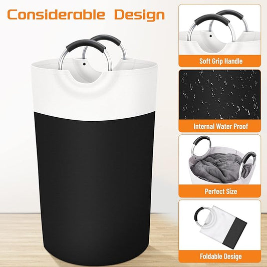 BlissTotes_Laundry_Basket,_Laundry_Hamper,_Collapsible_Laundry_Baskets,_Dirty_Clothes_Hamper,_Waterproof_with_Foam_Protected_Aluminum_Handles_for_College_Dorm,_Family