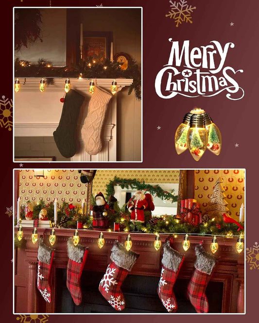 LumaGlow Snow Globe String Lights – Child Safe Acrylic Bulbs for Nursery, Playroom and Kids Bedroom Holiday Glow