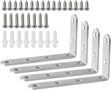 Alise Floating Shelf Brackets,L Brackets for Shelves Heavy Duty Shelving Brackets Stainless Steel Corner Brace Angle Bracket for Wood,5x3 Inch Wall Shelf Bracket White,Pack of 4