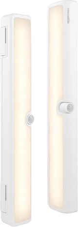 Amazon Basics LED Puck Lights, Battery Operated, 50 Lumens 2 Pack, Tap Light, Stick on Lights, Under Cabinet Lighting, Ideal for Kitchen Cabinets, Closets, Garage and More, White