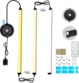 Black/White Plug in Under Cabinet Light bar with Motion Sensor, Dimmable, Remote Control,Color and Brightness Adjustable, Magnet LED Strip Lights for Kitchen, Workbench, and Closet 3 Pack