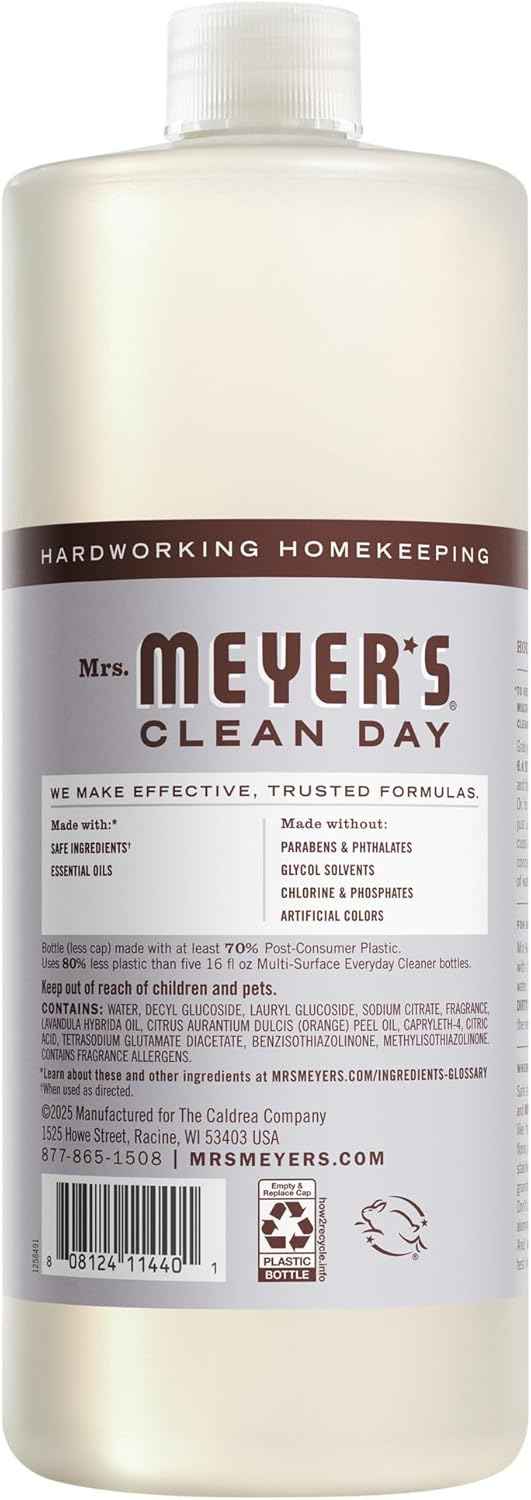 MRS. MEYER'S CLEAN DAY Multi-Surface Cleaner Concentrate, Use to Clean Floors, Tile, Counters, Lavender, 32 fl. oz