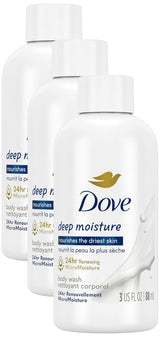 Dove Body Wash Deep Moisture for 24hr Lotion-Soft Skin Moisturizing Skin Cleanser with No Sulfates No Parabens 3 oz