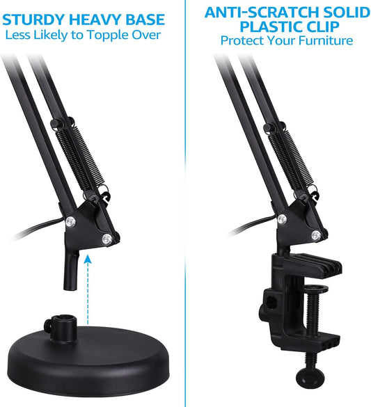 TORCHSTAR_Metal_Desk_Lamp_with_Clamp,_Swing_Arm,_Architect_Adjustable_Gooseneck_Table_Lamp,_Clip_Desk_Lights_for_Home_Office,_Work,_Study,_Reading,_E26_Base,_Multi-Joint,_Black