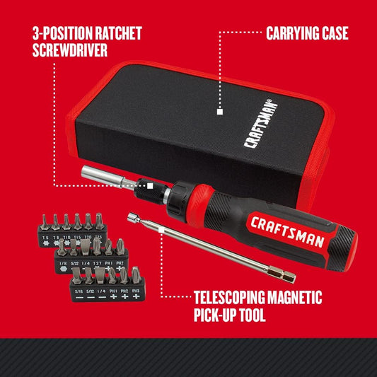 CRAFTSMAN_Ratcheting_Screwdriver,_Multibit_Set,_26-Piece_(CMHT68001)