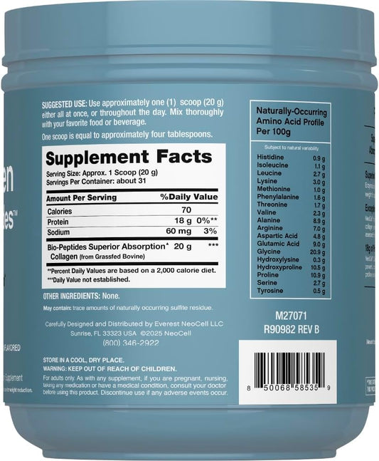 NeoCell_Collagen_Bio-Peptides_Powder_|_22oz_|_Super_Hair,_Skin,_and_Nails_|_Superior_Absorption_|_Grassfed_Protein_Supplement_|_Advanced_with_18_Essential_Amino_Acids