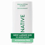 Native Aluminum Free Deodorant, Large Size Stick, 72 Hour Odor Control, for Women & Men, Contains Naturally Derived Ingredients, 3.1 oz