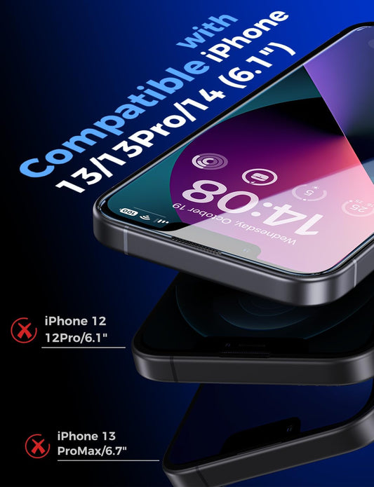 MAGIC_JOHN_2_Pack_for_iPhone_13/14&_iPhone_13_Pro_6.1_inch_Tempered_Glass_Screen_Protector,_Auto_Dust-Elimination,_Bubble_Free,_HD_Clear,_Easy_Installation