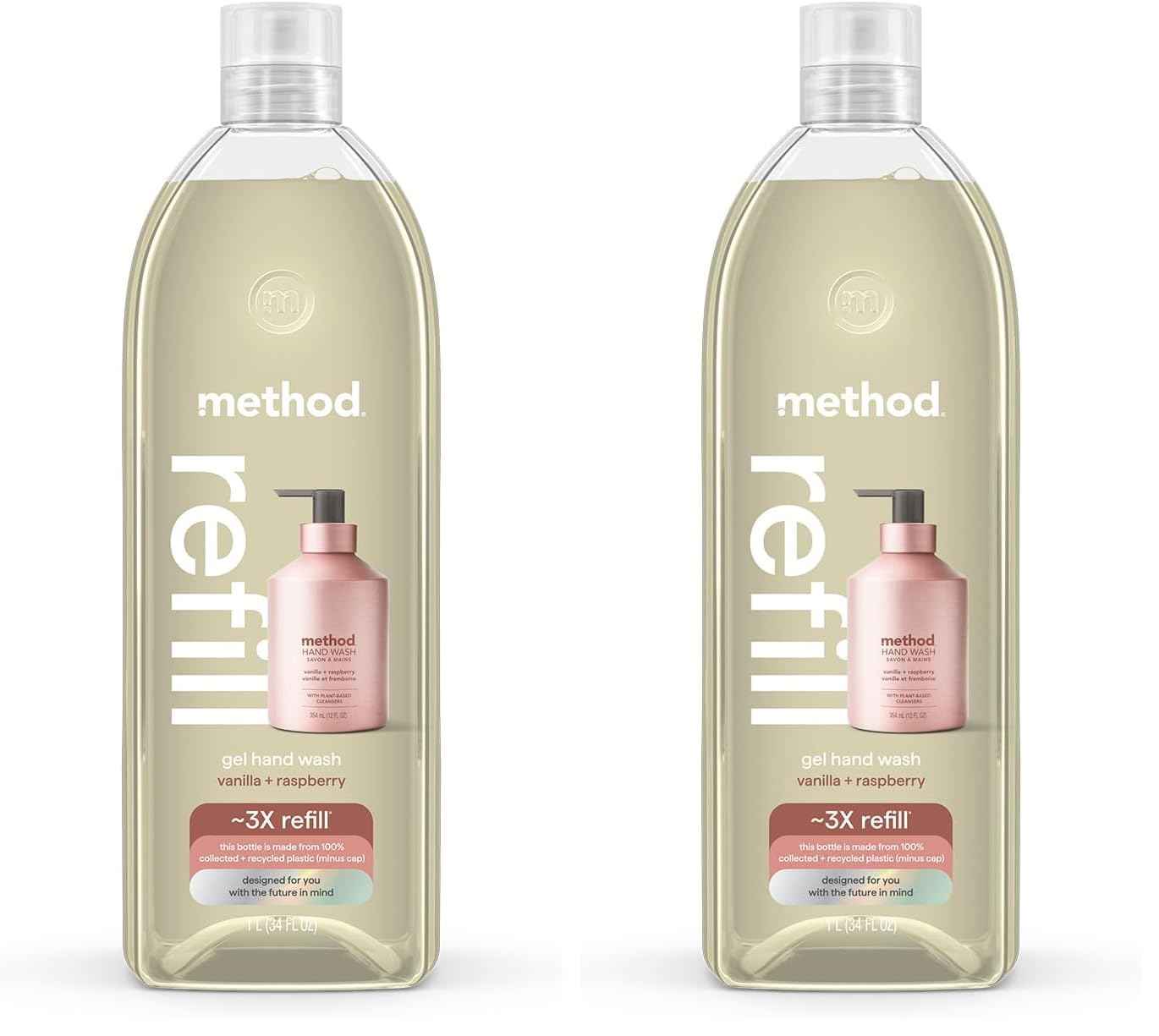 Method Gel Hand Soap Refill, Vanilla + Raspberry, 34 Fl Oz