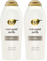 OGX Nourishing + Coconut Milk Conditioner, Hydrating & Restoring Conditioner Moisturizes for Soft Hair After the First Use, Paraben-Free, Sulfate-Free Surfactants, 25.4 fl. oz