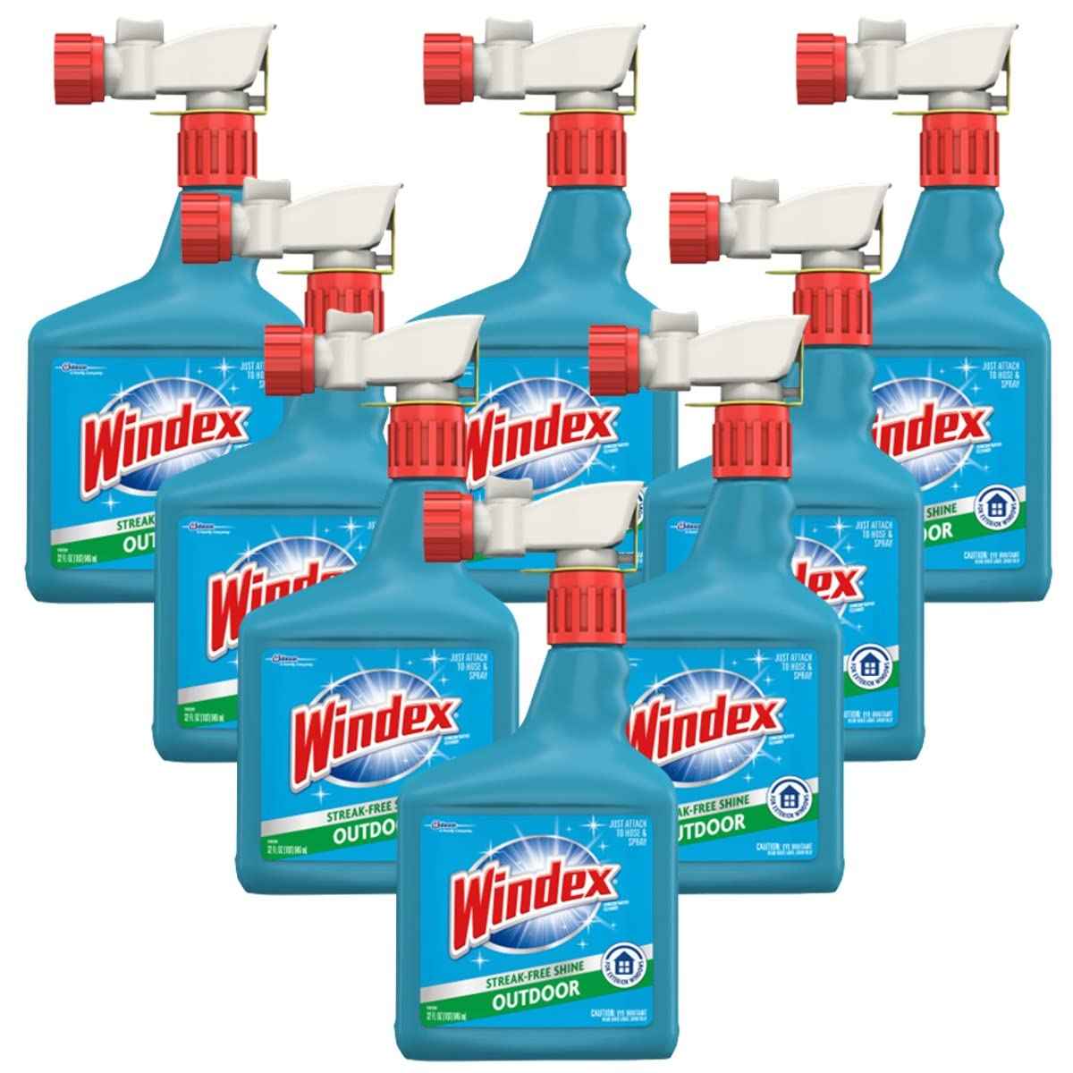 Windex Outdoor Window and Glass Cleaner for Hose Ammonia Free, Concentrated Formula for Deep Outdoor Clean, Patio Cleaner, Compatible With All Hoses, 32 Fl Oz
