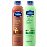 Vaseline Cocoa Radiant+ Aloe Soothe Spray Variety 2-Pack – Non-Greasy, Fast-Absorbing All-Over Moisturizer for Dry Skin, 6.5 Oz Ea