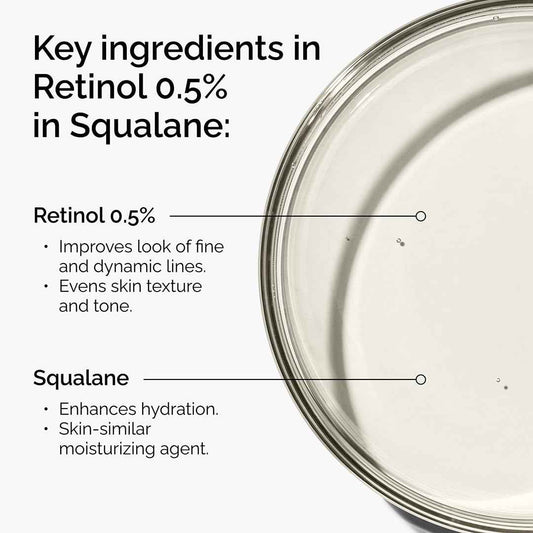The Ordinary Retinol 0.5% in Squalane, Intermediate Retinol Serum for the Face That Is Anti-Aging and Skin Smoothing, 1 Fl Oz