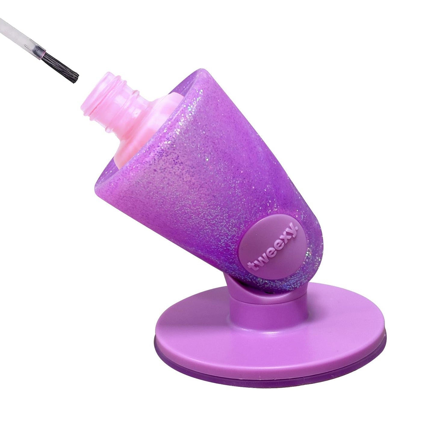 tweexy Hinge Untippable Nail Polish Bottle Holder | Anti-Spill Nail Polish Holder Stand, Tilted, Smartgrip Airlock Suction | Fingernail Painting, Nail Art, Manicure & Pedicure, Nail Polish Accessories (Opal Sparkle)
