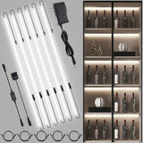JUSJUBR LED Lights for Shelves, 6 PCS 20 Inch Dimmable Flexible COB LED Strip Lights for Cabinet, Display Case, Bookshelf, Kitchen, Wardrobe and Closet, Under Cabinet Lighting Cold White 6000K