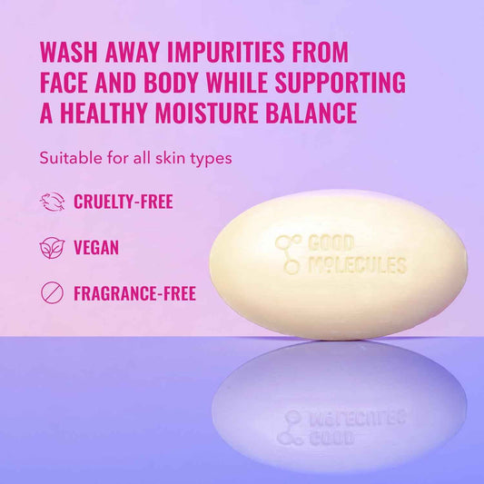 Good Molecules Hydrate and Cleanse Bar - Soap Free Bar with Shea Butter and Macadamia Seed Oil for Ultra Hydrating Body and Face Moisturizer - Skin Care