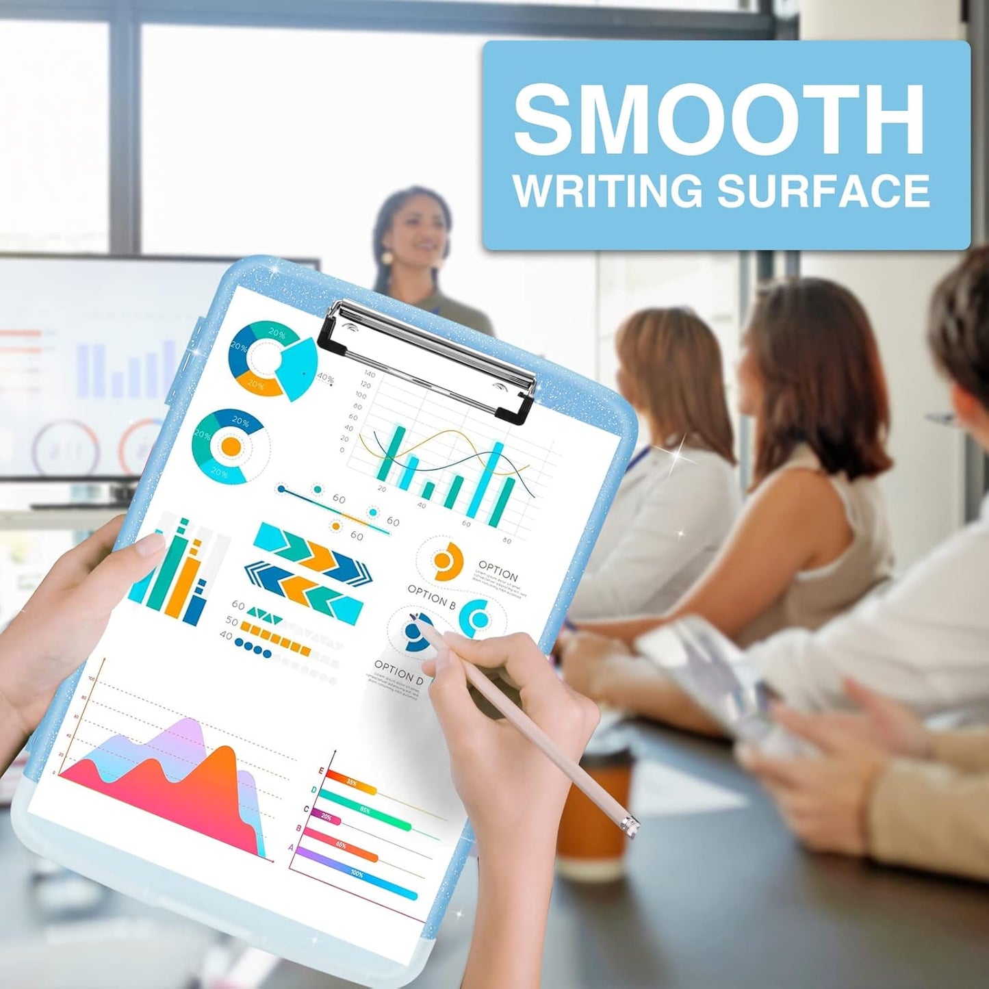 Sooez_Glitter_Clipboard_with_Storage,_High_Capacity_Storage_Clipboard_with_Pen_Holder,_Cute_Clip_Boards_8.5x11_with_Low_Profile_Clip,_Sparkle_Plastic_Clipboard_Case_Box_for_Women,_Side_Opening