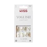 KISS Classy, Press On Nails, Nail glue included, White, Medium Size, Almond Shape, Includes 28 Nails, 2g glue, 1 Manicure Stick, 1 Mini File