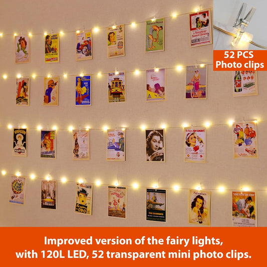 HXWEIYE_120LED_Warm_White_40Ft_Fairy_String_Light_with_52_Clear_Clips_&_12_Hooks,_USB_Powered,_Waterproof,_8_Modes_&_Timer,_Perfect_for_Indoor/Outdoor,_Bedroom,_Party,_Wedding_Decor