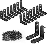 Blingstar L Bracket Stainless Steel Corner Brace 16 Pcs 1.57x1.57 Inch Joint Right Angle Bracket 90 Degree Corner Fastener for Wood Furniture Bedframe Cabinet Drawer Chair, with 64 Pcs Screws, Black