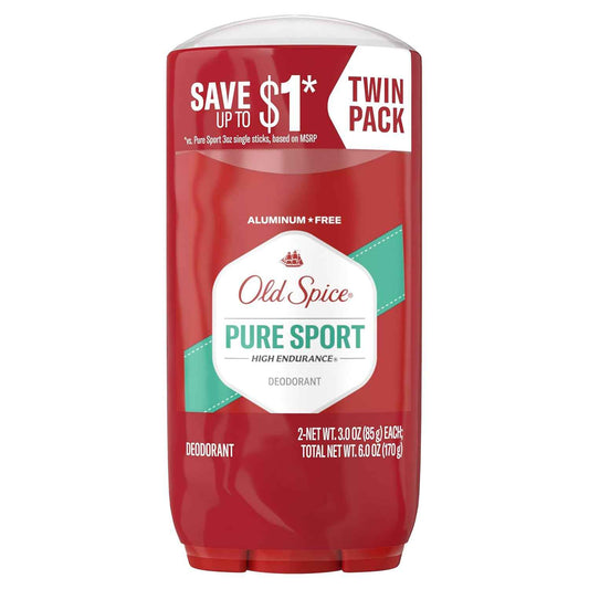 Old Spice Aluminum Free Deodorant for Men, High Endurance, 24/7 Lasting Freshness & Long Lasting Scent, 24/7 Advanced Sweat & Odor Protection, Pure Sport Scent, 3.0 oz
