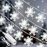 Lakumu Christmas Lights Snowflake, 20FT 40 LED String Lights Battery Operated, 8 Modes Timer Rechargeable Fairy Lights Indoor for Bedroom Room Party Home Xmas Tree Decor, Cool White