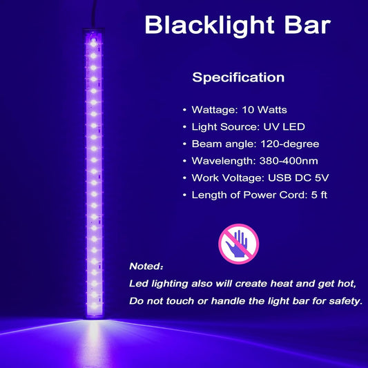 GREENIC_USB_Black_Light_Bar,_10W_1ft_Upgraded_UV_LED_Blacklight_Strip_Lights,_Small_Black_Lights_for_Glow_Party,_Posters,_Tapestry,_Room,_Bedroom_Decor,_Body_Paint,_Halloween_Decorations,_2_Pack