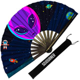 SoJourner Bags Rave Fan - Large Folding Fan - Clack Fan Hand for Raves, Halloween, Burlesque, Rainbow Outfits for Women & Festival Accessories