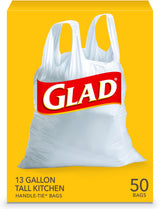 Glad Tall Kitchen Trash Bags 13 Gallon, Unscented Garbage Bags, Handle-Tie