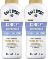 Gold Bond Comfort Body Powder for Men and Women, 10 oz., Talc-Free, Fresh Clean Scent With Aloe & Chamomile