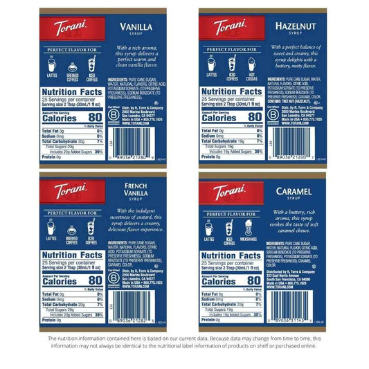Torani Variety Pack, 25.4 Ounces (Pack of 4)