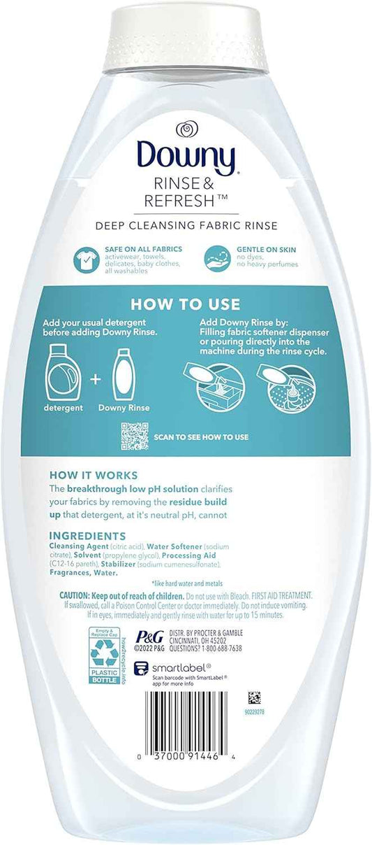 Downy Rinse Laundry Odor Remover, Cool Cotton Scent, Fabric Softener And Laundry Odor Removal Rinse, Fights Odors At The Source, HE Compatible